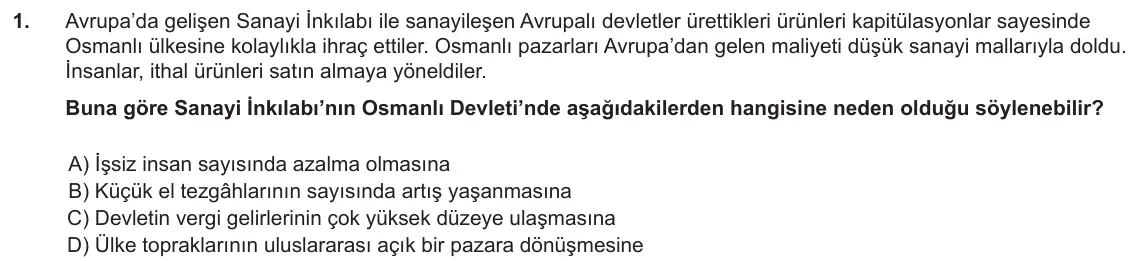 LGS Örnek Soruları Ekim 2018 Sözel T.C. İnkılap Tarihi ve Atatürkçülük 1. Soru görseli
