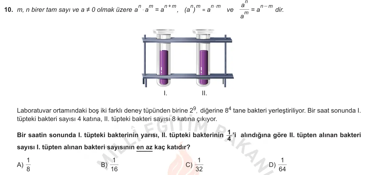 LGS Örnek Soruları Kasım 2018 Sayısal Matematik 10. Soru görseli