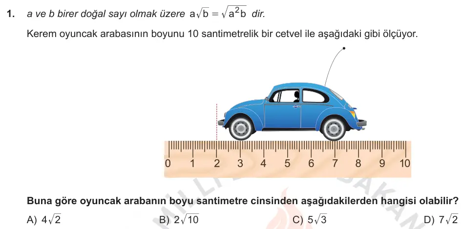 LGS Örnek Soruları Kasım 2018 Sayısal Matematik 1. Soru görseli
