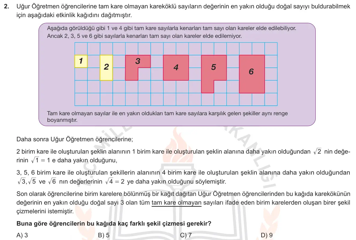 LGS Örnek Soruları Kasım 2018 Sayısal Matematik 2. Soru görseli
