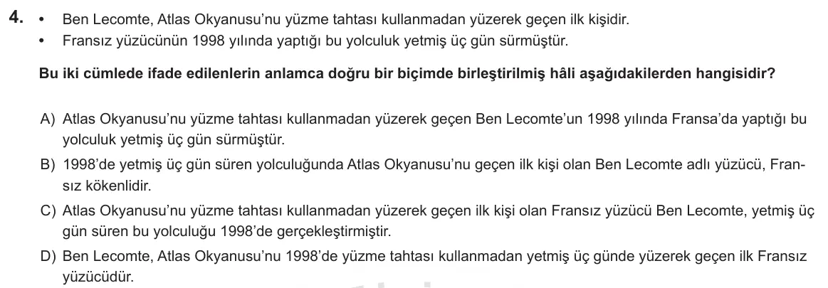 LGS Örnek Soruları Kasım 2018 Sözel Türkçe 4. Soru görseli