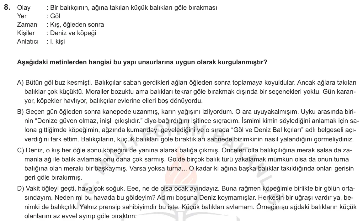 LGS Örnek Soruları Kasım 2018 Sözel Türkçe 8. Soru görseli