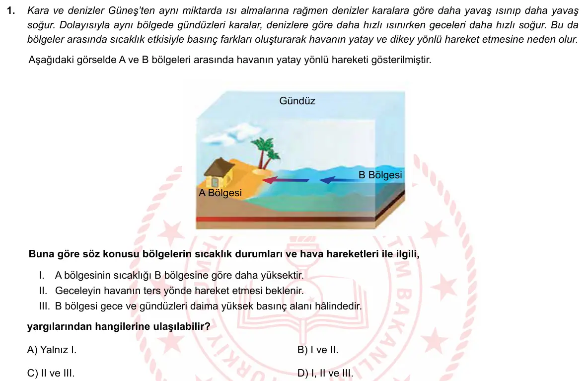 LGS Örnek Soruları Mart 2019 Sayısal Fen Bilimleri 1. Soru görseli
