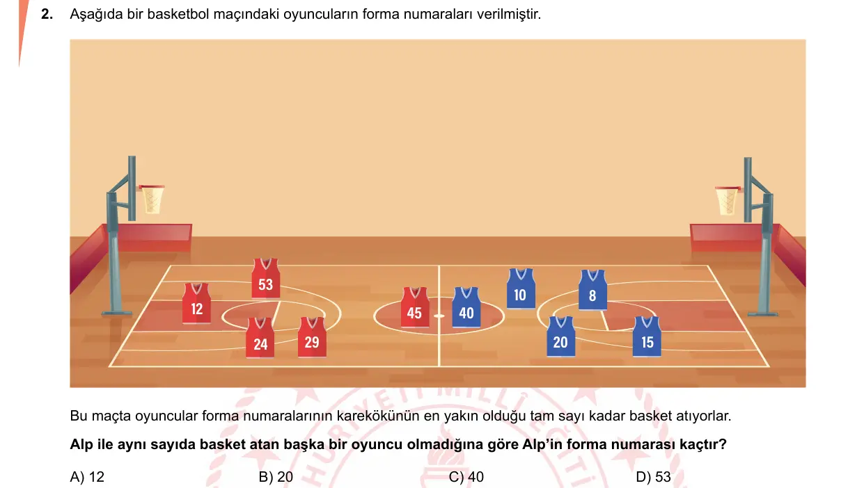 LGS Örnek Soruları Mart 2019 Sayısal Matematik 2. Soru görseli
