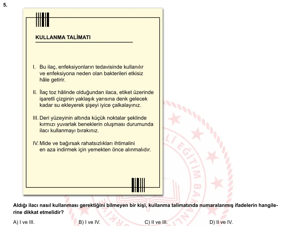 LGS Örnek Soruları Mart 2019 Sözel Türkçe 5. Soru görseli