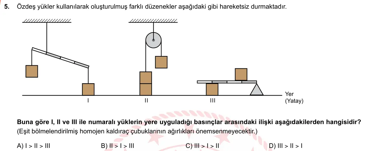 LGS Örnek Soruları Mayıs 2019 Sayısal Fen Bilimleri 5. Soru görseli