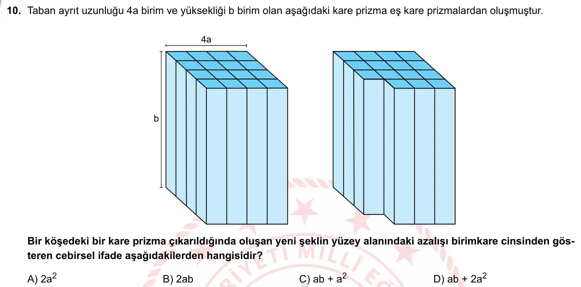 LGS Örnek Soruları Mayıs 2019 Sayısal Matematik 10. Soru görseli