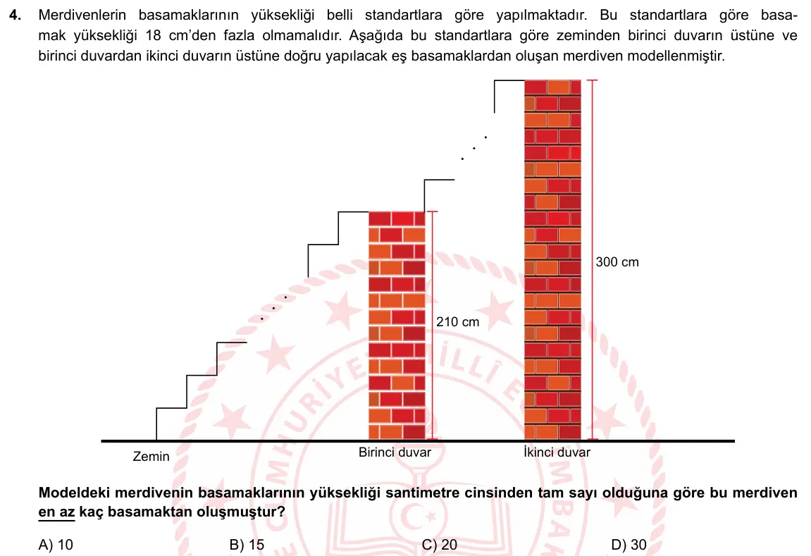 LGS Örnek Soruları Mayıs 2019 Sayısal Matematik 4. Soru görseli