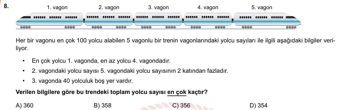 LGS Örnek Soruları Mayıs 2019 Sayısal Matematik 8. Soru görseli