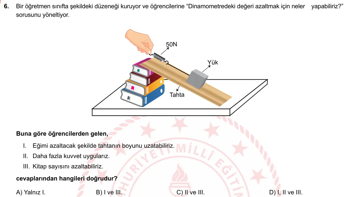 LGS Örnek Soruları Nisan 2019 Sayısal Fen Bilimleri 6. Soru görseli