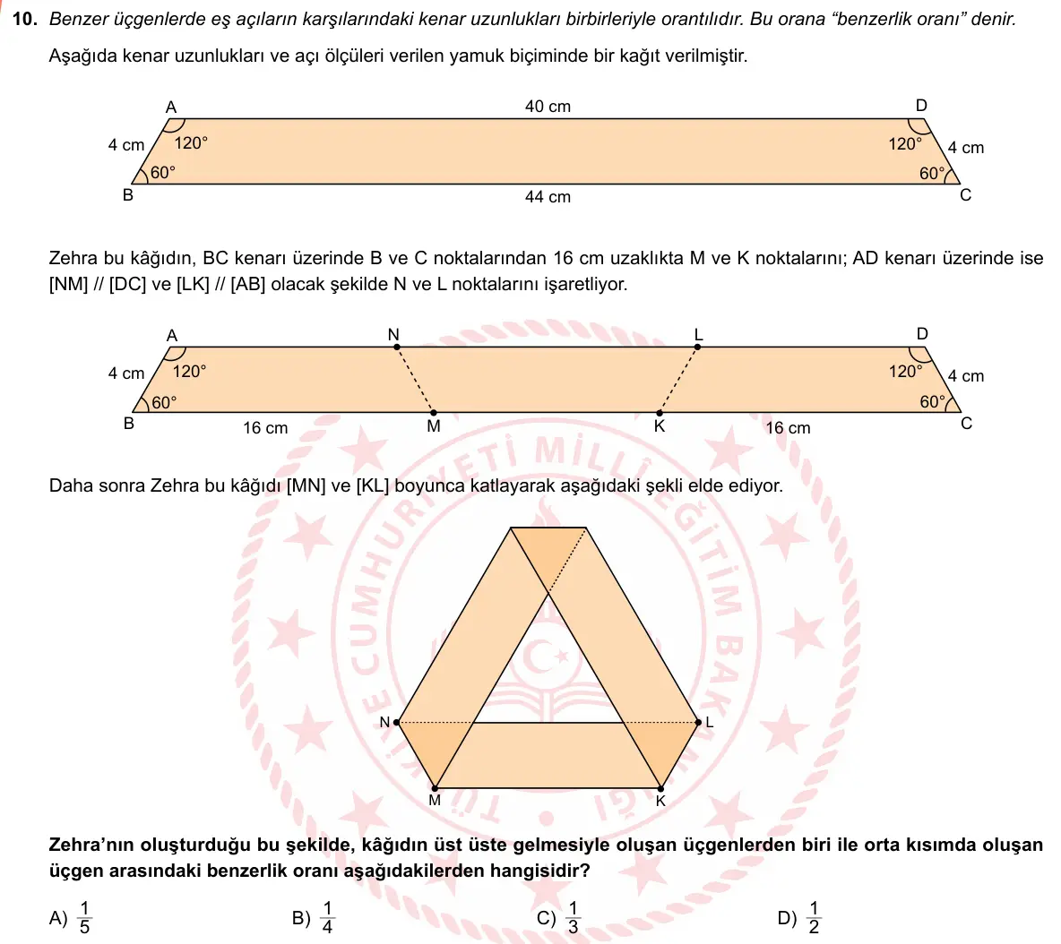 LGS Örnek Soruları Nisan 2019 Sayısal Matematik 10. Soru görseli