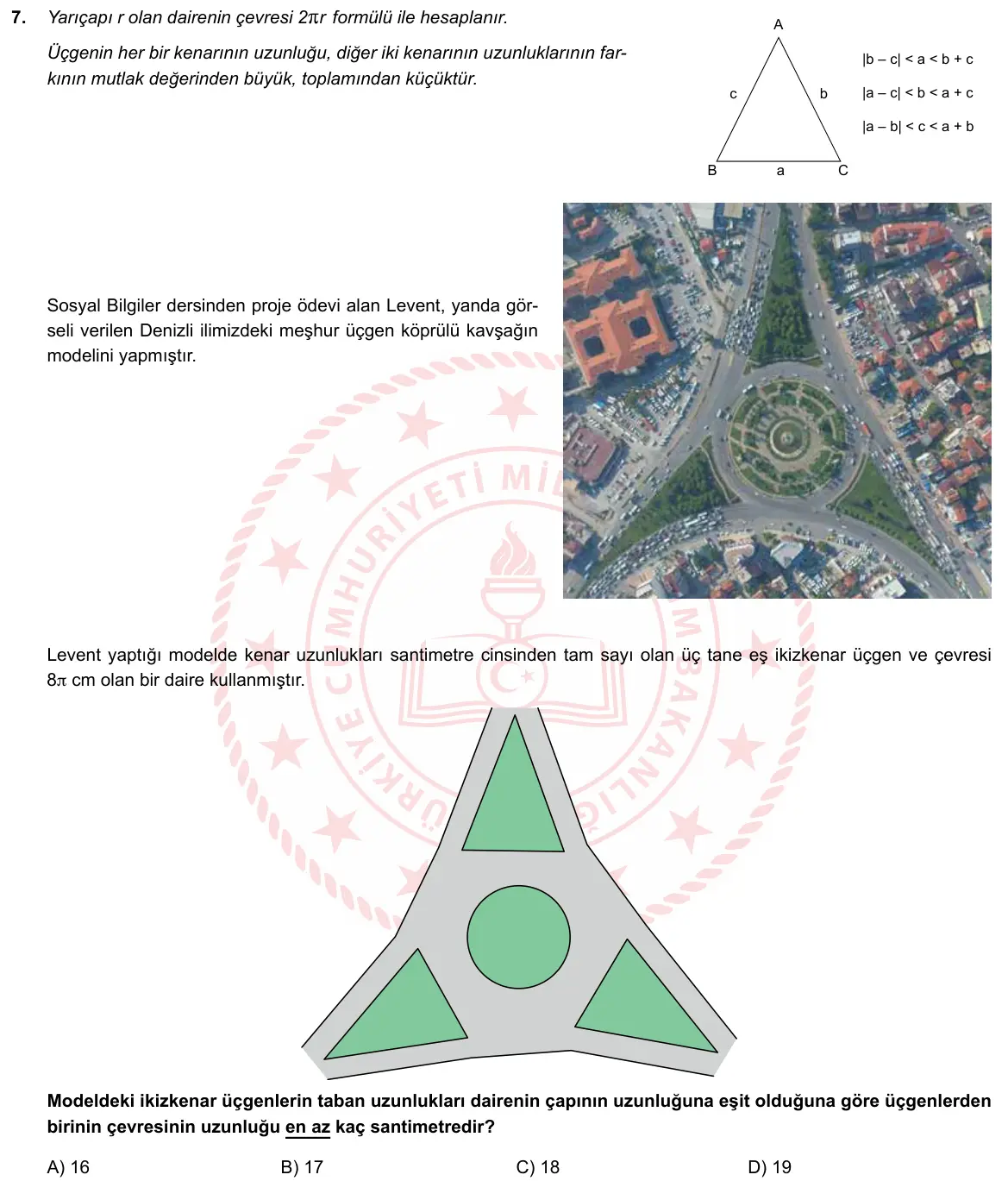 LGS Örnek Soruları Nisan 2019 Sayısal Matematik 7. Soru görseli