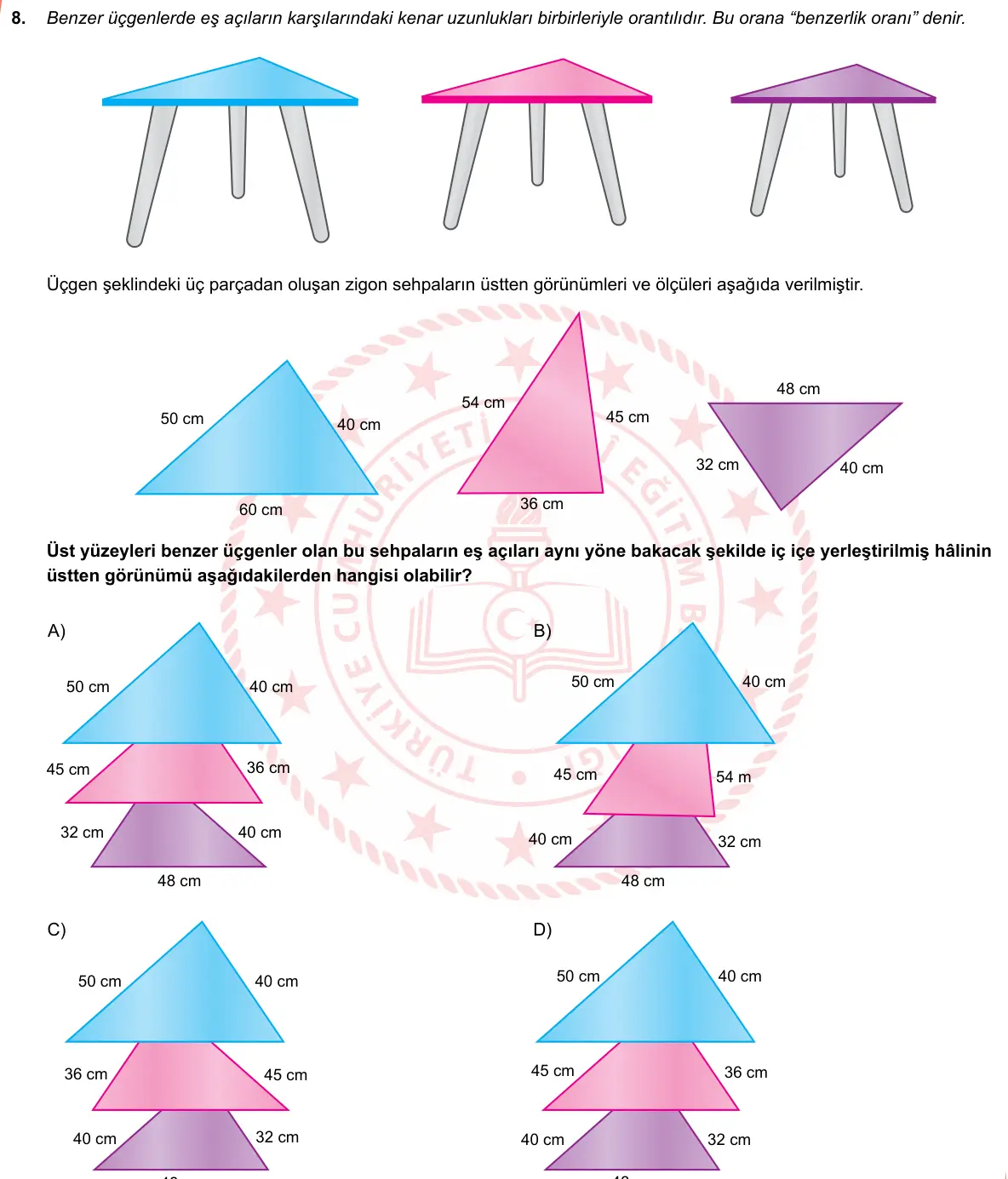 LGS Örnek Soruları Nisan 2019 Sayısal Matematik 8. Soru görseli