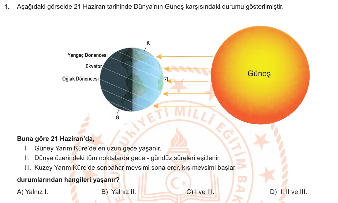 LGS Örnek Soruları Ocak 2019 Sayısal Fen Bilimleri 1. Soru görseli
