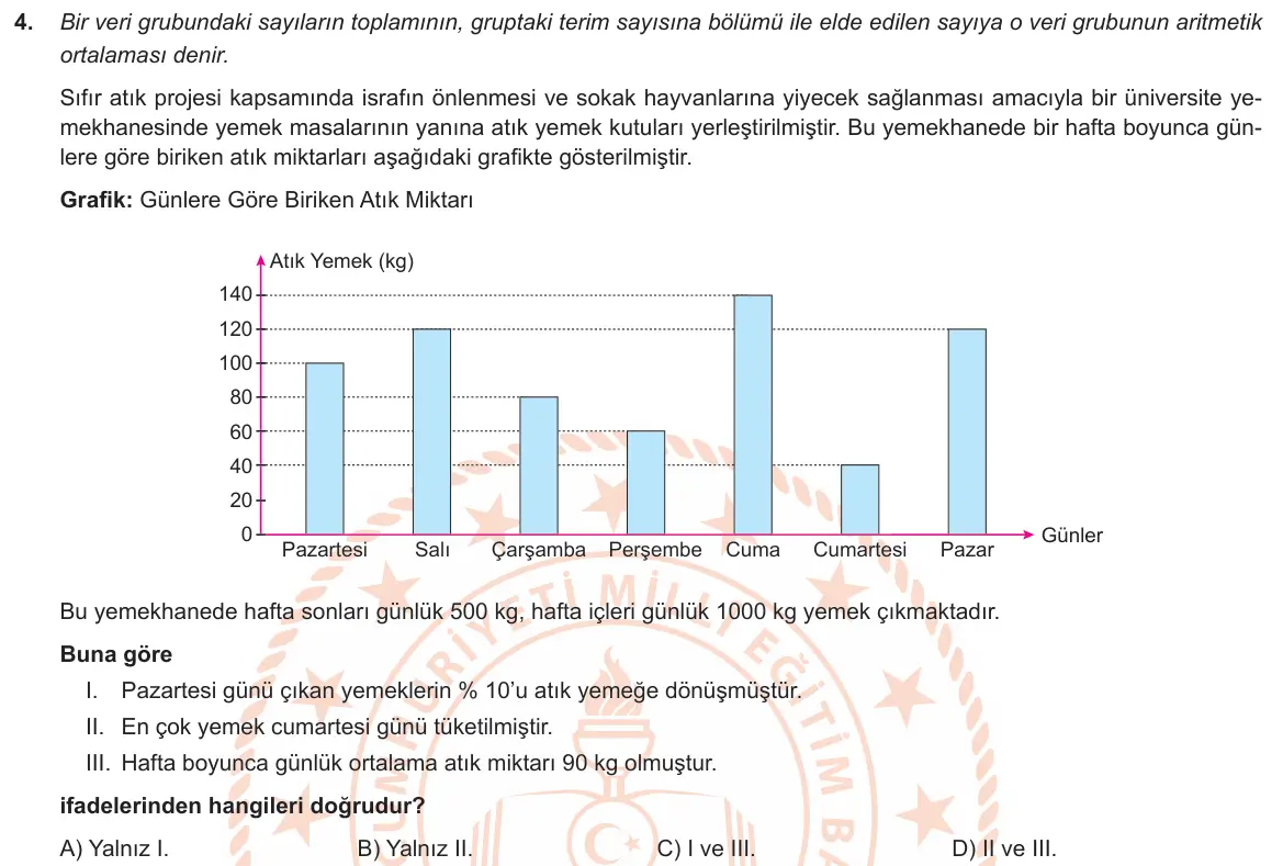 LGS Örnek Soruları Ocak 2019 Sayısal Matematik 4. Soru görseli