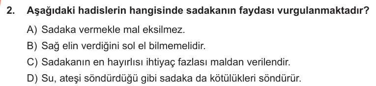 LGS Örnek Soruları Ocak 2019 Sözel Din Kültürü ve Ahlak Bilgisi 2. Soru görseli