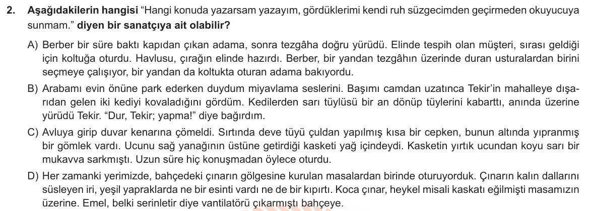 LGS Örnek Soruları Ocak 2019 Sözel Türkçe 2. Soru görseli