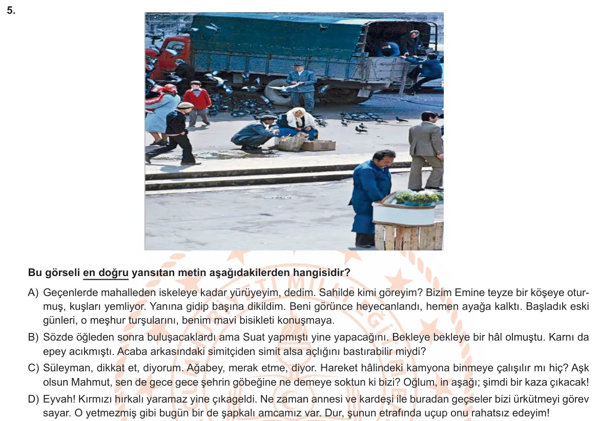LGS Örnek Soruları Ocak 2019 Sözel Türkçe 5. Soru görseli