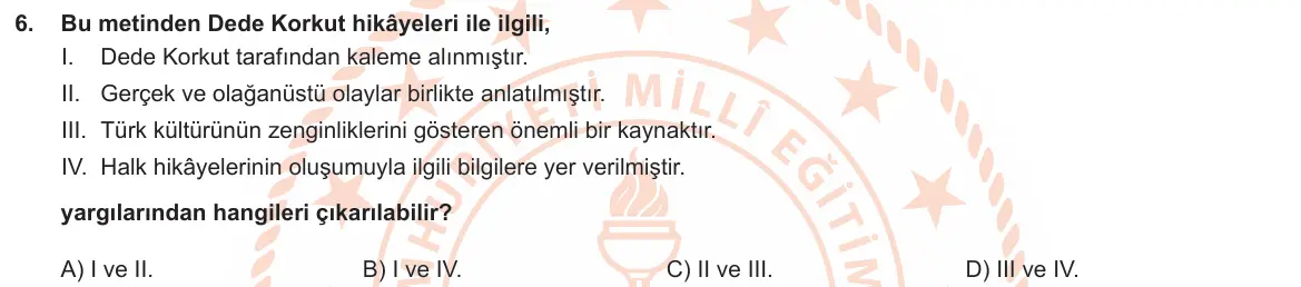 LGS Örnek Soruları Ocak 2019 Sözel Türkçe 6. Soru görseli
