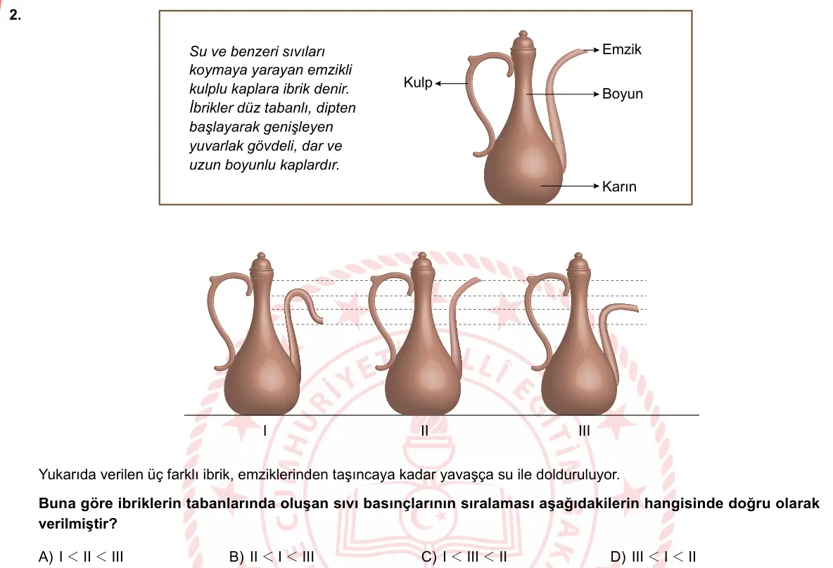 LGS Örnek Soruları Şubat 2019 Sayısal Fen Bilimleri 2. Soru görseli