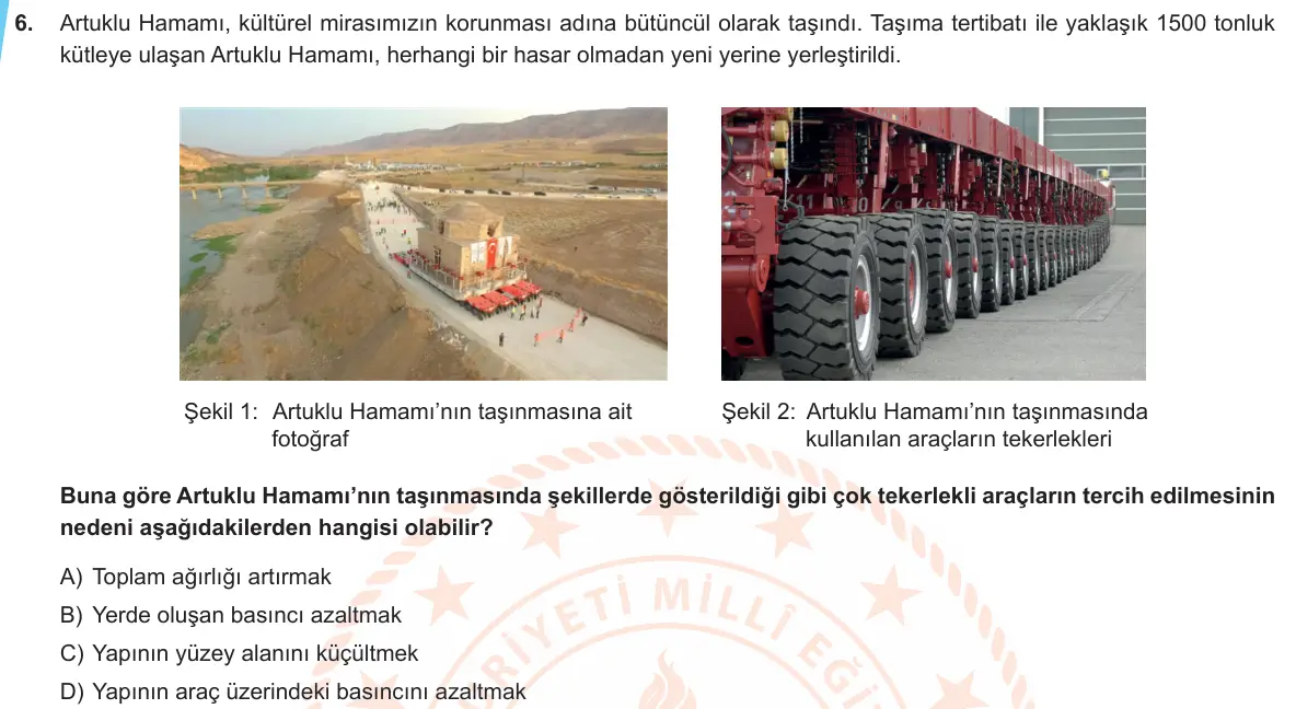 LGS Örnek Soruları Aralık 2019 Sayısal Fen Bilimleri 6. Soru görseli