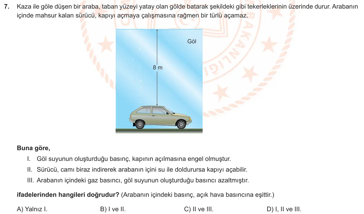 LGS Örnek Soruları Aralık 2019 Sayısal Fen Bilimleri 7. Soru görseli