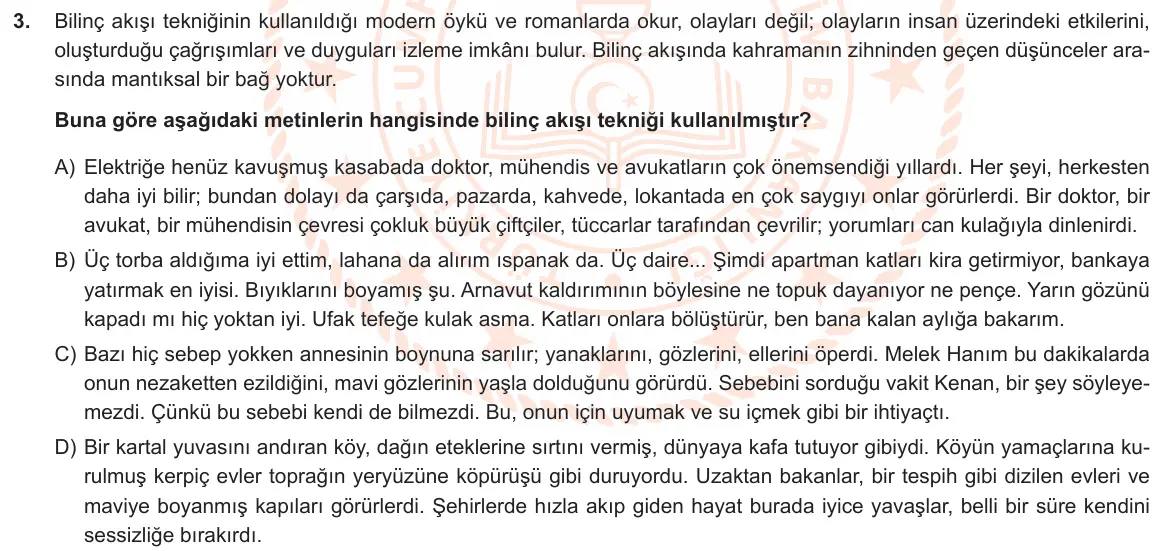 LGS Örnek Soruları Aralık 2019 Sözel Türkçe 3. Soru görseli