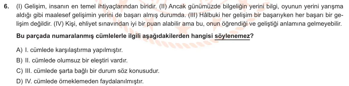 LGS Örnek Soruları Aralık 2019 Sözel Türkçe 6. Soru görseli