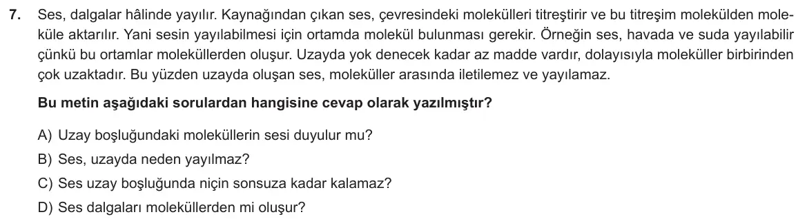 LGS Örnek Soruları Aralık 2019 Sözel Türkçe 7. Soru görseli