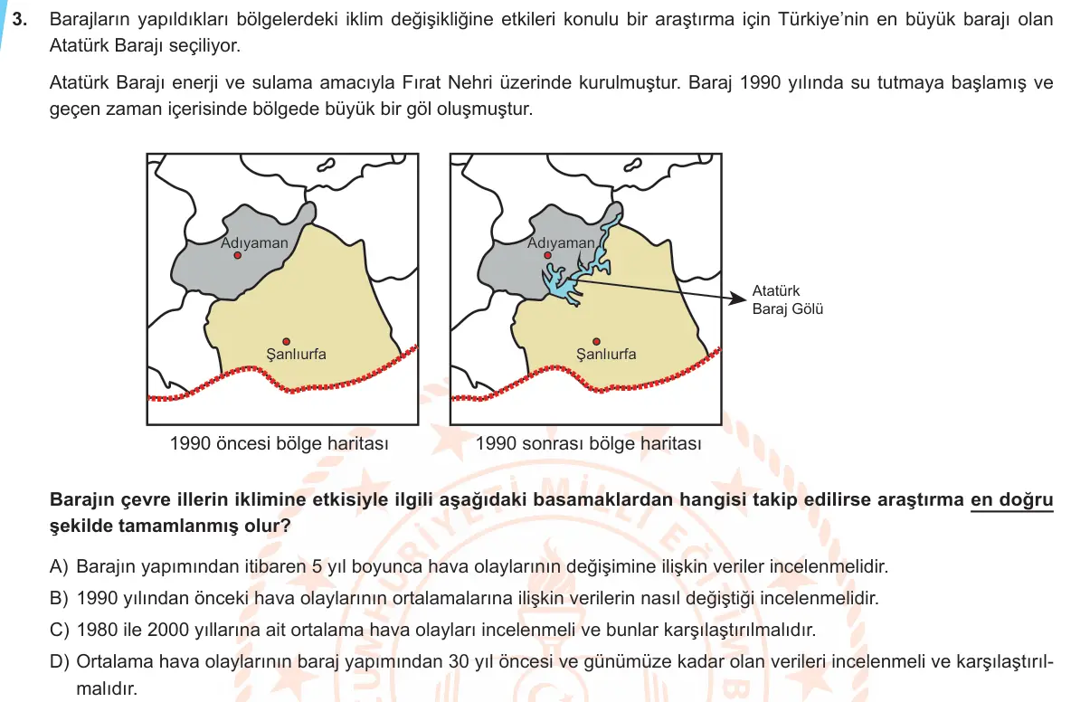 LGS Örnek Soruları Ekim 2019 Sayısal Fen Bilimleri 3. Soru görseli