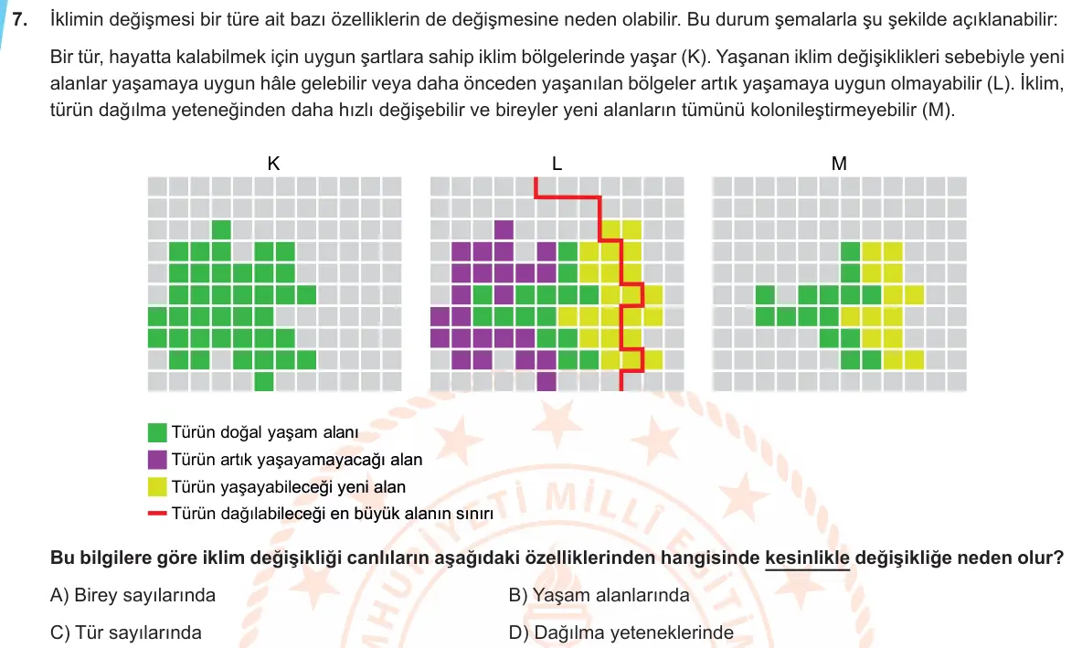 LGS Örnek Soruları Ekim 2019 Sayısal Fen Bilimleri 7. Soru görseli