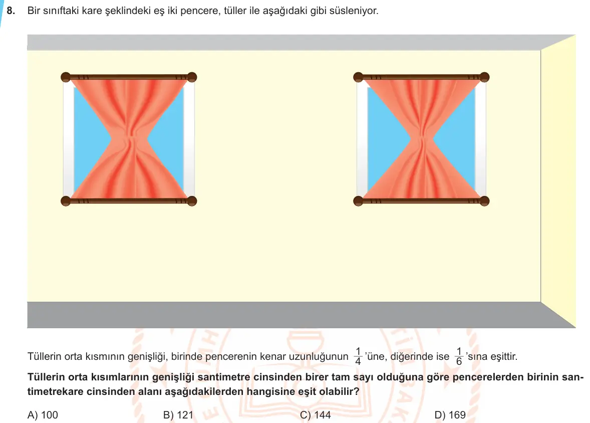 LGS Örnek Soruları Ekim 2019 Sayısal Matematik 8. Soru görseli
