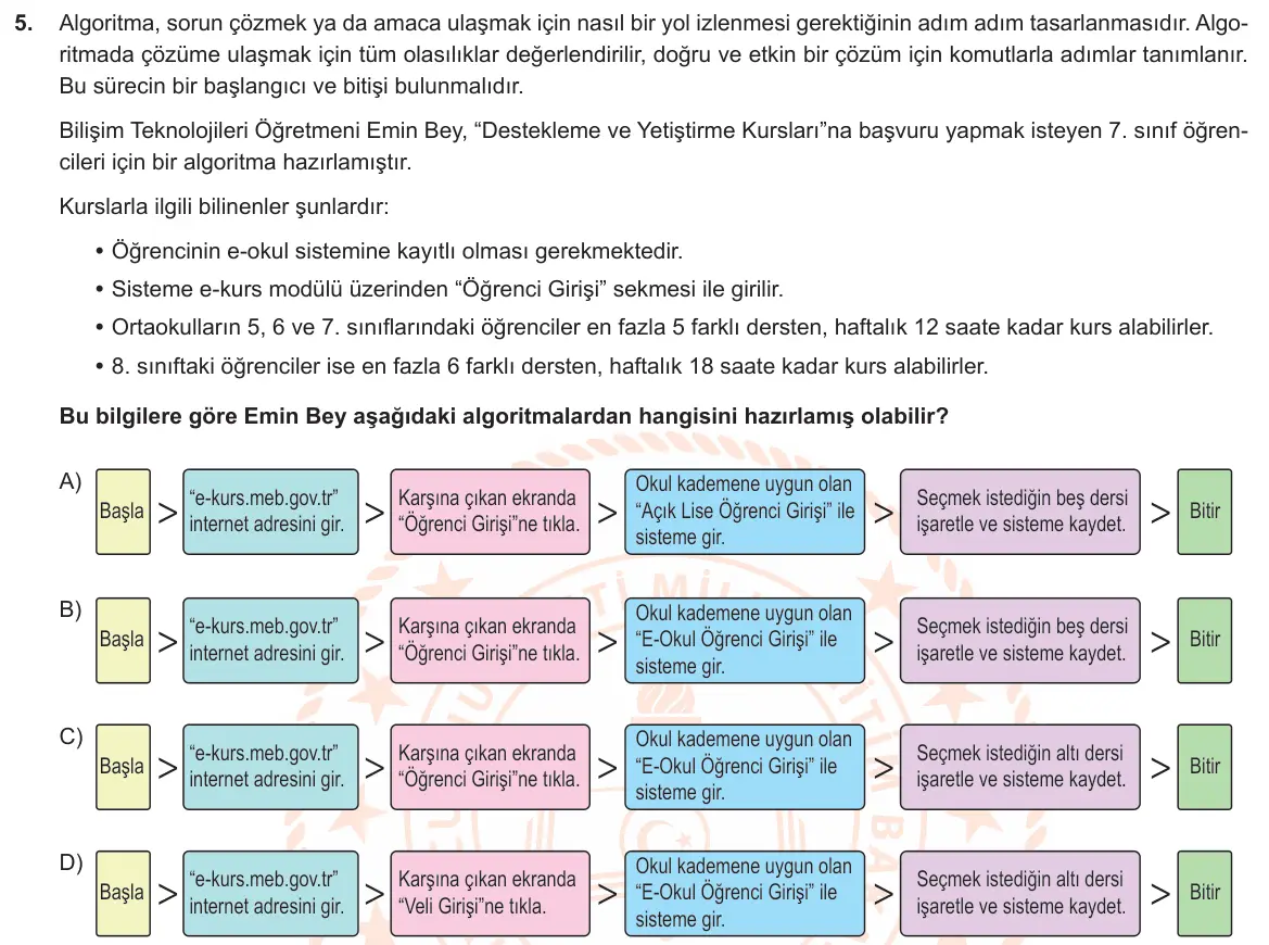 LGS Örnek Soruları Ekim 2019 Sözel Türkçe 5. Soru görseli