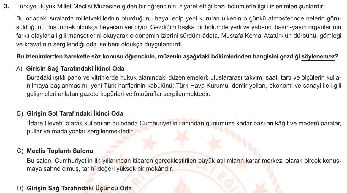 LGS Örnek Soruları Kasım 2019 Sözel Türkçe 3. Soru görseli