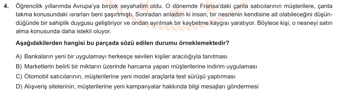 LGS Örnek Soruları Kasım 2019 Sözel Türkçe 4. Soru görseli