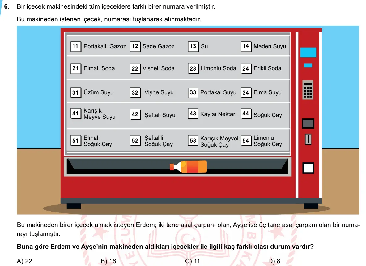 LGS Örnek Soruları Mayıs 2020 Sayısal (1. set) Matematik 6. Soru görseli