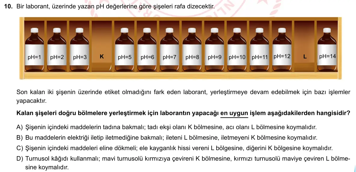 LGS Örnek Soruları Mayıs 2020 Sayısal Fen Bilimleri 10. Soru görseli