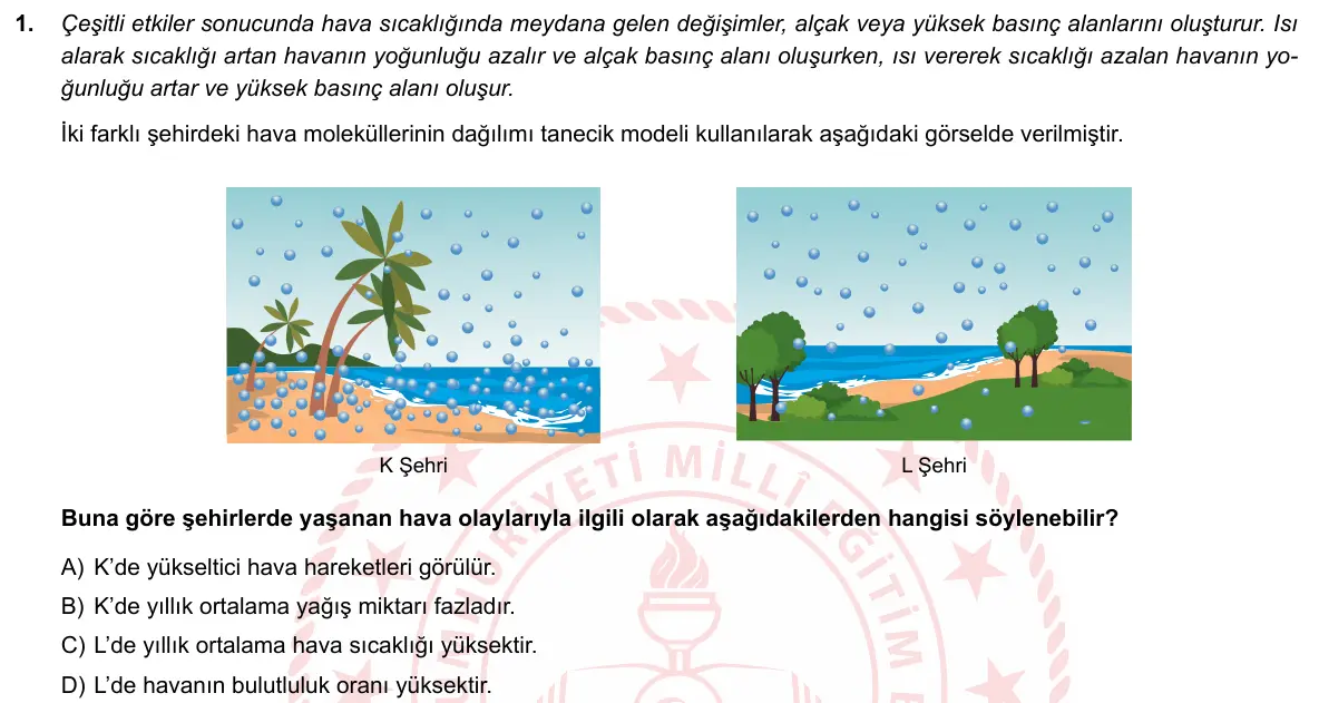 LGS Örnek Soruları Mayıs 2020 Sayısal Fen Bilimleri 1. Soru görseli