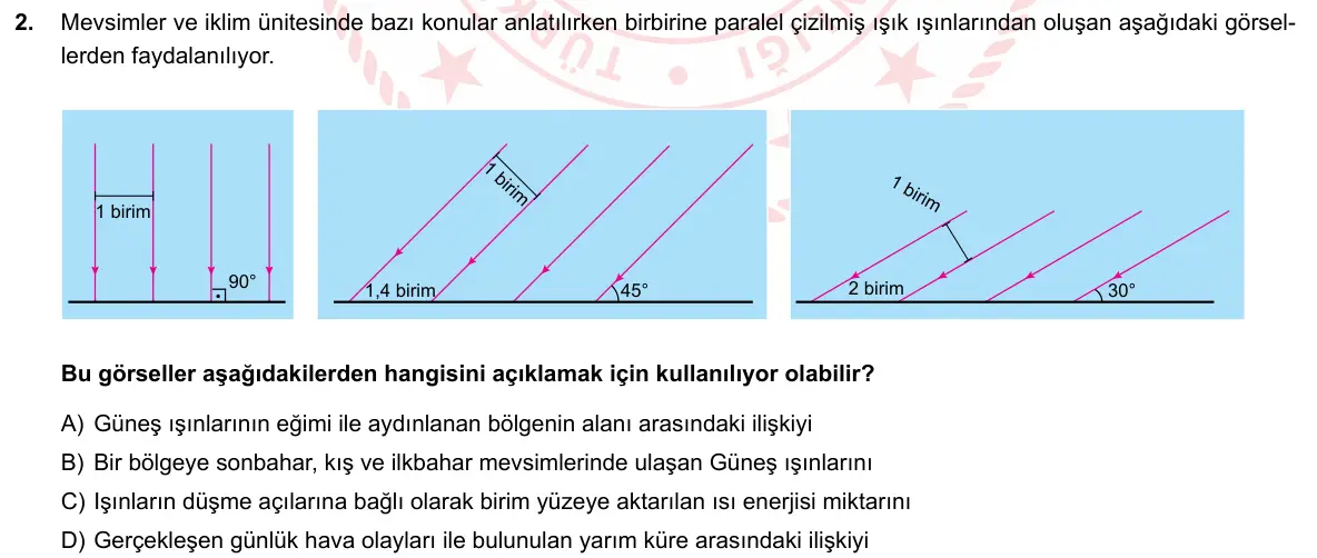 LGS Örnek Soruları Mayıs 2020 Sayısal Fen Bilimleri 2. Soru görseli