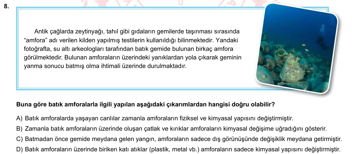 LGS Örnek Soruları Mayıs 2020 Sayısal Fen Bilimleri 8. Soru görseli