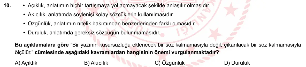 LGS Örnek Soruları Mayıs 2020 Sözel (1. set) Türkçe 10. Soru görseli