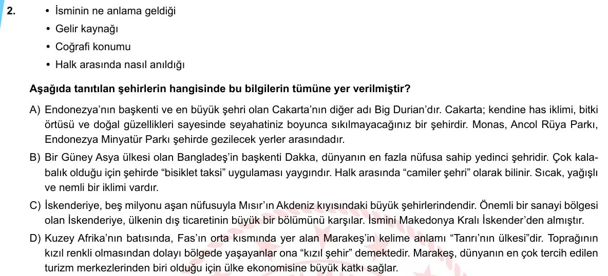 LGS Örnek Soruları Mayıs 2020 Sözel (1. set) Türkçe 2. Soru görseli