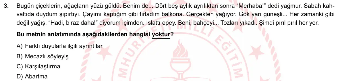 LGS Örnek Soruları Mayıs 2020 Sözel Türkçe 3. Soru görseli