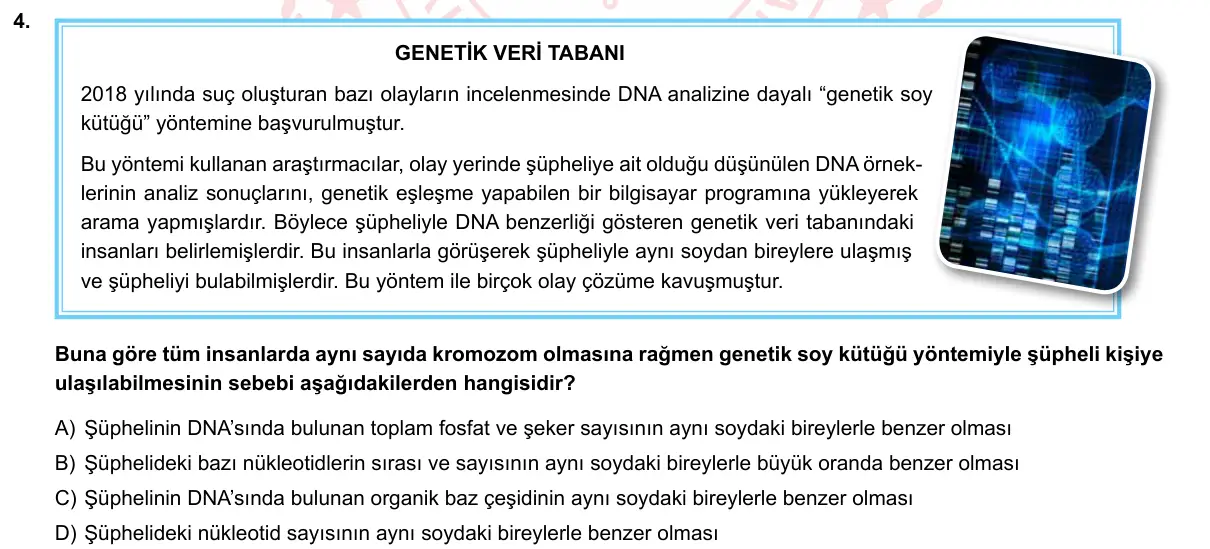 LGS Örnek Soruları Nisan 2020 Sayısal Fen Bilimleri 4. Soru görseli