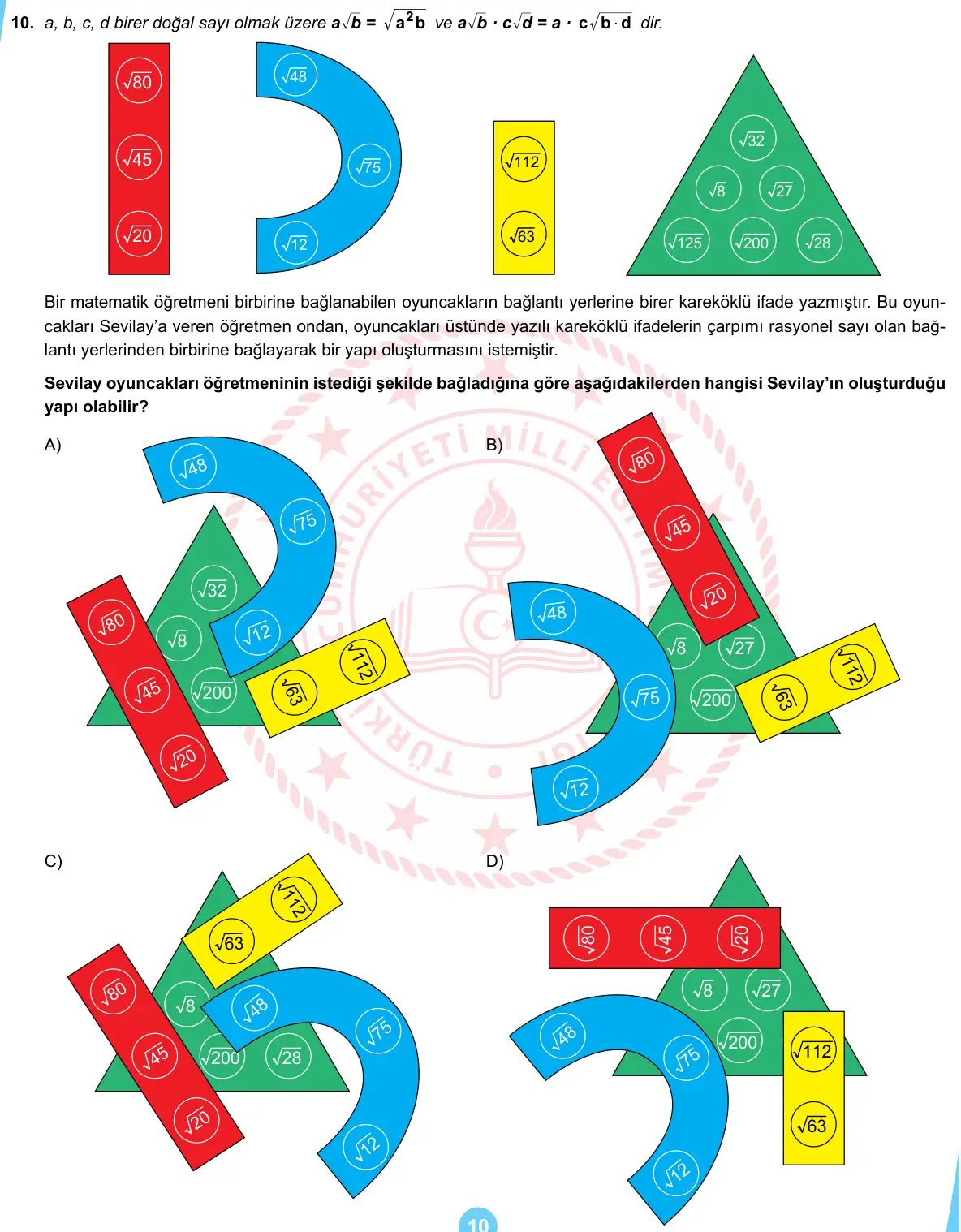 LGS Örnek Soruları Nisan 2020 Sayısal Matematik 10. Soru görseli