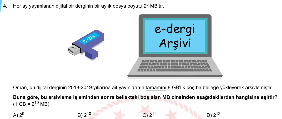 LGS Örnek Soruları Nisan 2020 Sayısal Matematik 4. Soru görseli