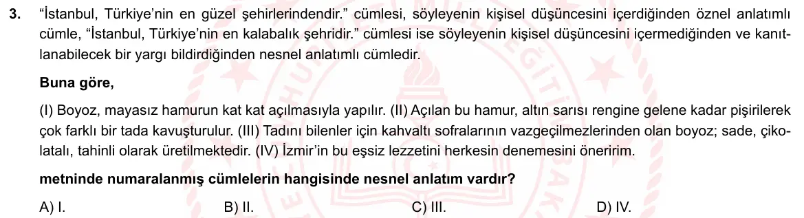 LGS Örnek Soruları Nisan 2020 Sözel Türkçe 3. Soru görseli
