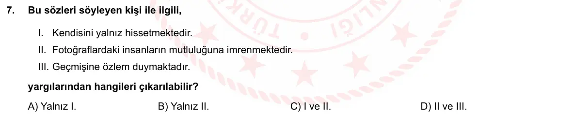 LGS Örnek Soruları Nisan 2020 Sözel Türkçe 7. Soru görseli