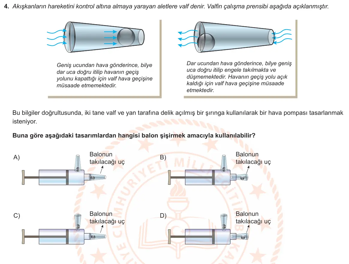 LGS Örnek Soruları Ocak 2020 Sayısal Fen Bilimleri 4. Soru görseli
