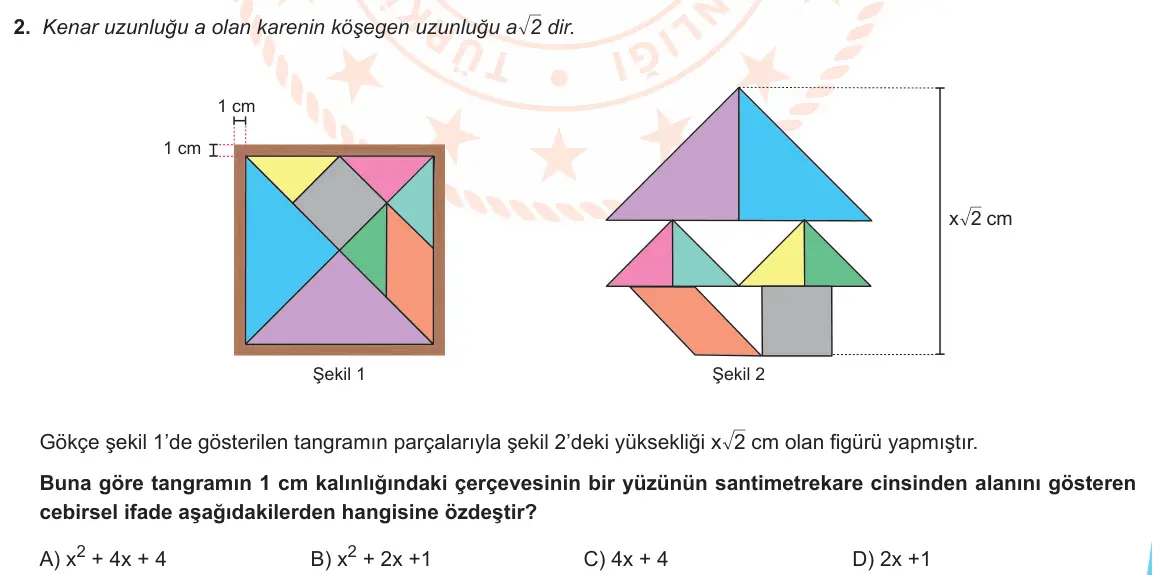 LGS Örnek Soruları Ocak 2020 Sayısal Matematik 2. Soru görseli